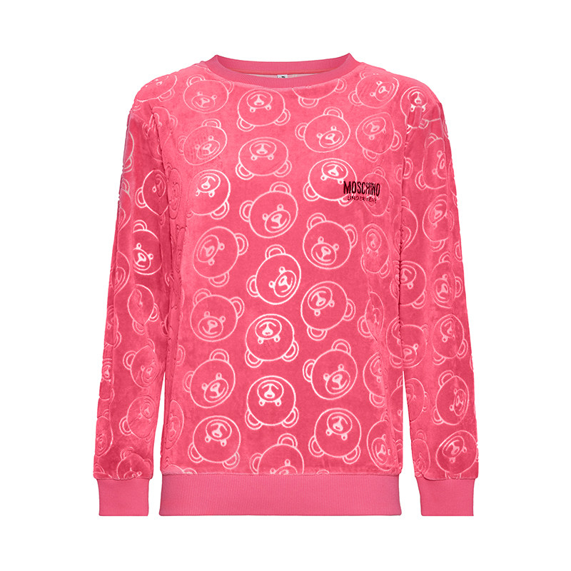 moschino/莫斯奇诺2021春秋新品 小熊圆领字母印花棉质卫衣女