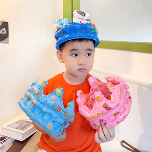 新款儿童卡通男女款皇冠气球卡通头饰发箍幼儿园生日派对布置礼品