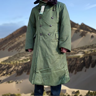 防寒加厚中长款 新款 冬季 军绿色棉大衣 优质65胶木扣棉大衣 正品