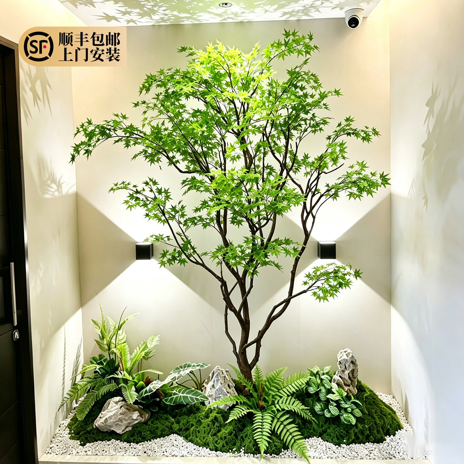 仿真枫树植物造景轻奢大型假树造景室内楼梯下仿生假绿植装饰橱窗
