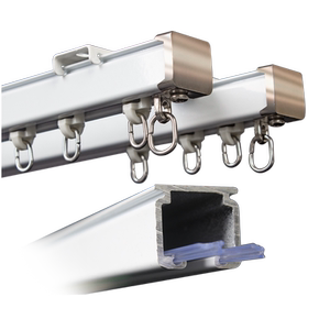 恒达窗帘轨道铝合金直轨滑轨窗帘杆单轨双轨滑道顶装侧装导轨滑轮