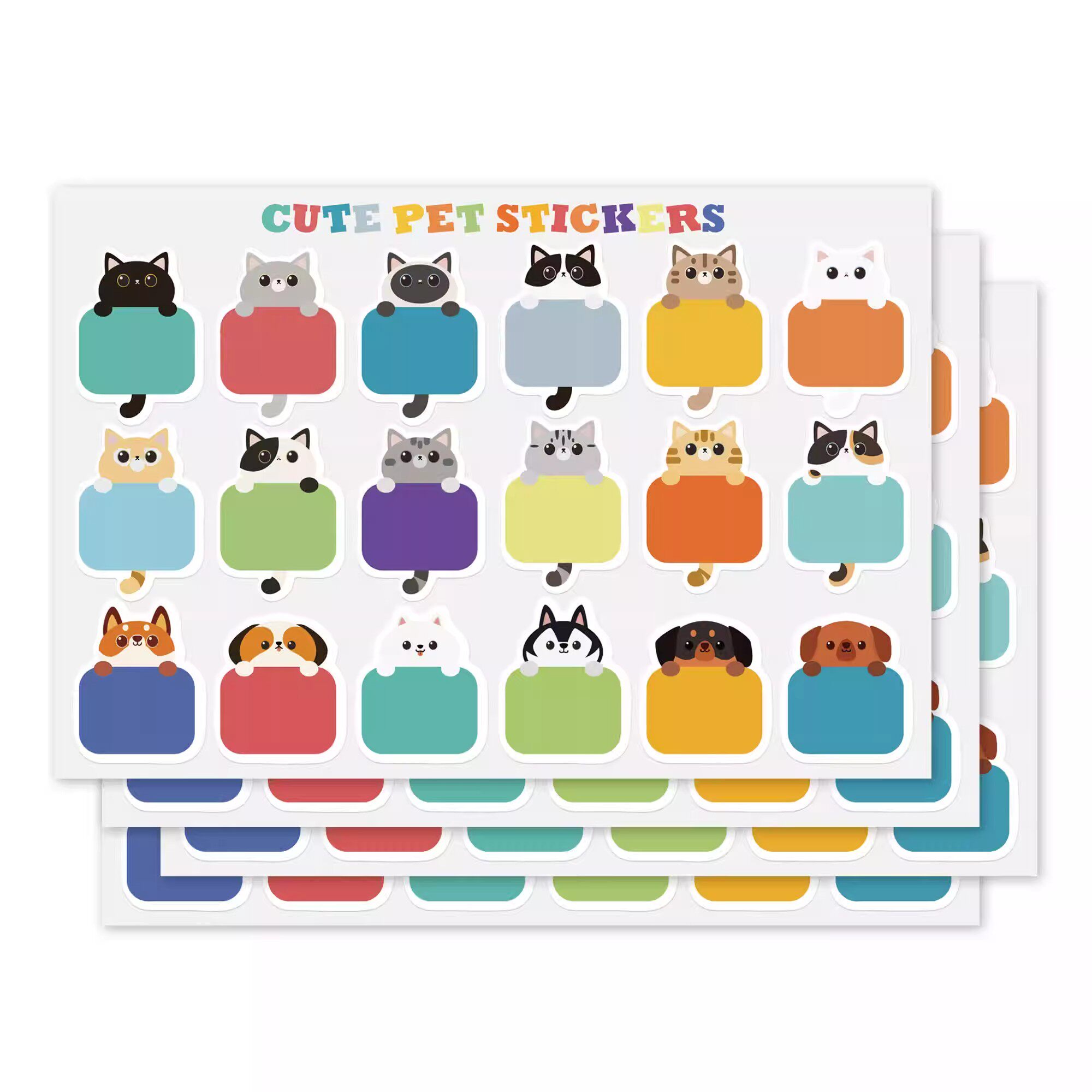 可爱猫咪学生姓名贴幼儿园小学生儿童防水卡通名字贴纸