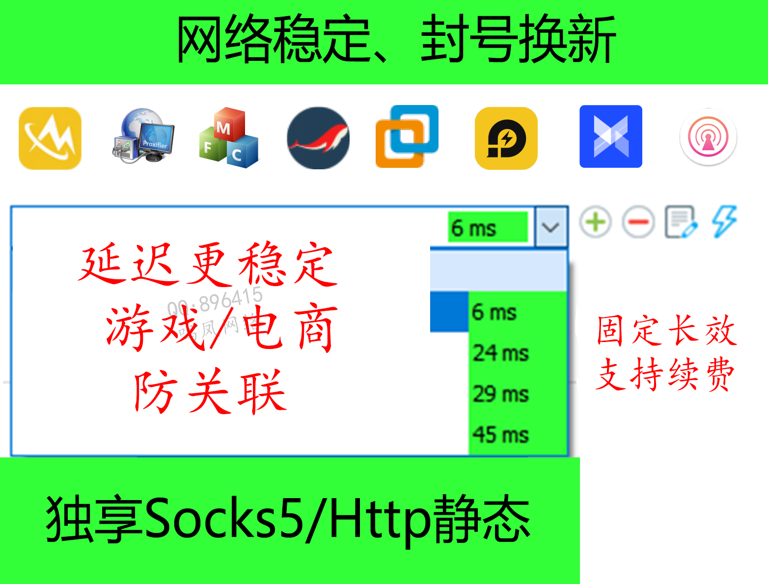 独享sk5/单窗口单/游戏多开/手机电脑模拟器socks5