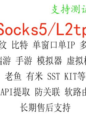 Socks5IP静态独享L2TPHTTPsk5指纹比特多开模拟器虚拟机端游手游