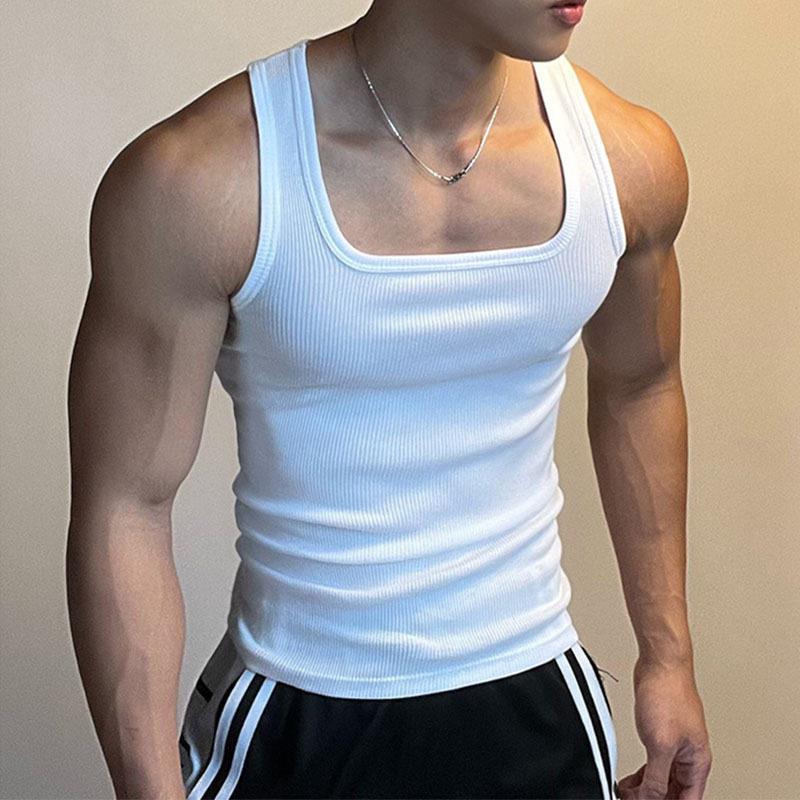 2025美式螺纹紧身弹力速干背心男吊带健身无袖工字透气Men's vest