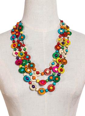 民族风椰壳项链多层编织海岛风手工饰品毛衣链装饰项链 Necklace