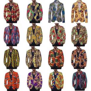 小西装 欧码 亚马逊eBay跨境外贸非洲民族风印花单排扣休闲西服男士