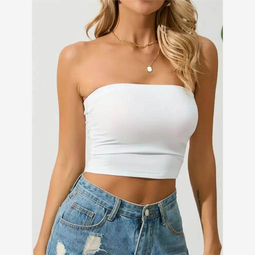 Off shoulder casual slimming and strapless露肩休闲修身抹胸女