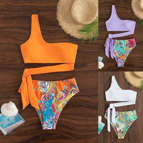 Women Bikini Set High Cut Printed Bottom Padded Swimwear Sum