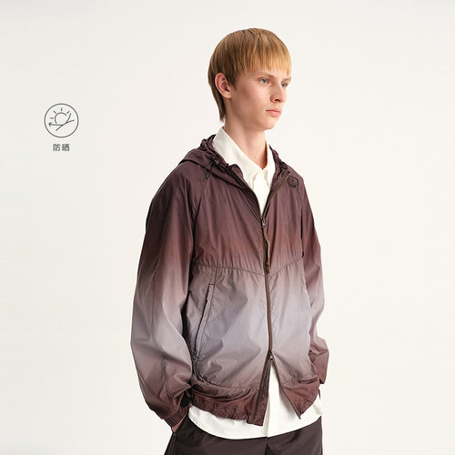 MODE COMMUTER| MC格纹防晒梭织渐变连帽防晒梭织夹克