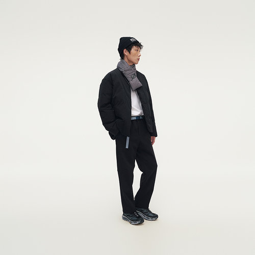 MODE COMMUTER | MC肌理感四面弹梭织布面抗皱保暖无领短款羽绒服