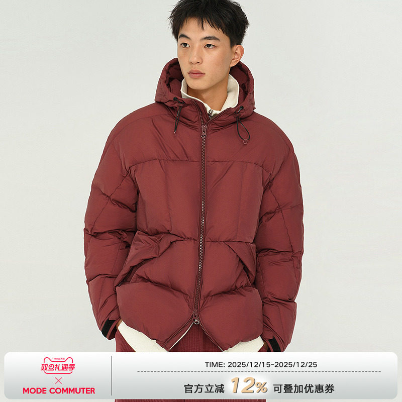 MODE COMMUTER| MC防泼水抗静电加厚高克重保暖蓬松连帽羽绒服