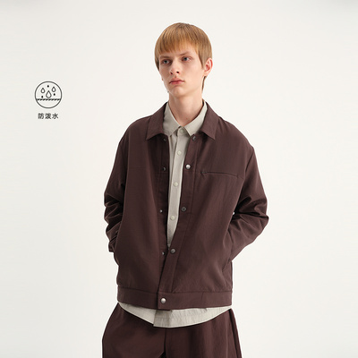 MODE COMMUTER| 尼龙暗条竖纹肌理梭织抗皱易打理翻领夹克