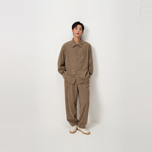 MODE COMMUTER| MC灯芯绒斜纹半橡筋腰休闲直插袋锥型梭织长裤