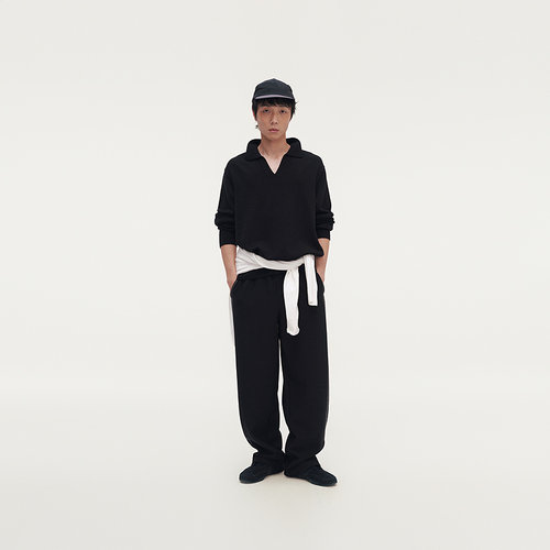 MODE COMMUTER | MC羊毛混纺纱线抗皱舒适细腻复古海鸥领长袖线衫