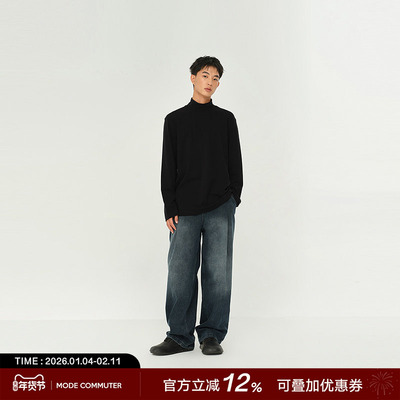 MODE COMMUTER | MC混纺螺纹针织抗皱不易变形保暖高领长袖T恤