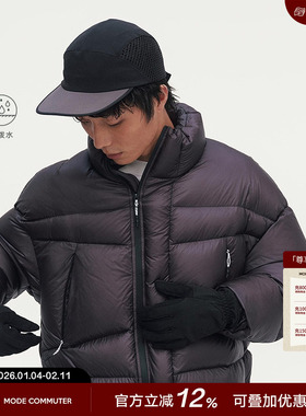 MODE COMMUTER | MC防泼水暗格纹复合梭织侧门襟立领短款羽绒服