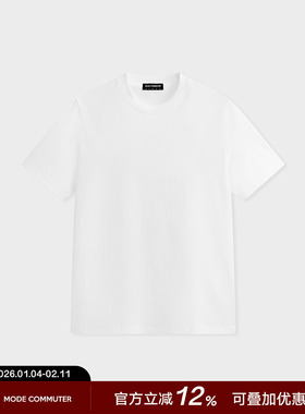 MODE COMMUTER|32S/2匹马棉平纹针织耐磨抗变形简约圆领短袖T恤