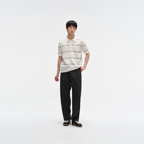 MODE COMMUTER| MC常规线条肌理毛线抗起球抗皱简约翻领短袖线衫