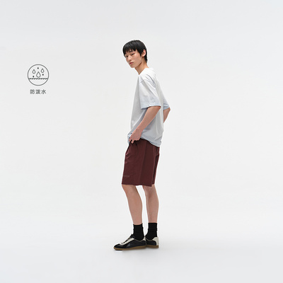 MODE COMMUTER| MC抗皱易打理防泼水棉感松紧腰阔腿型梭织短裤