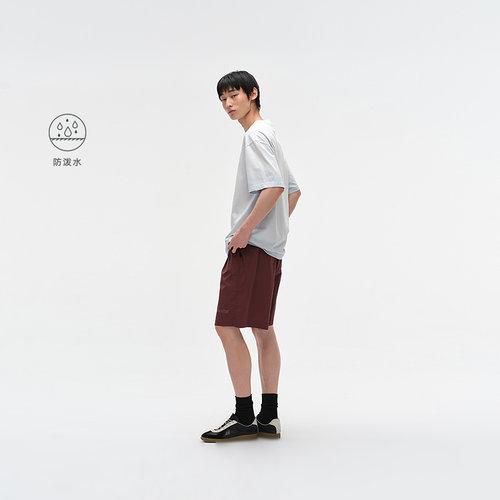 MODE COMMUTER| MC抗皱易打理防泼水棉感松紧腰阔腿型梭织短裤