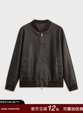 MODE COMMUTER | MCPU皮耐久耐弯曲柔软抗拉伸简约棒球领皮质夹克