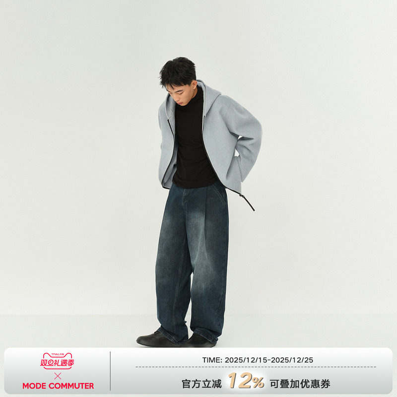 MODE COMMUTER | MC绵羊毛驼绒混纺重工立体连帽羊毛混纺大衣