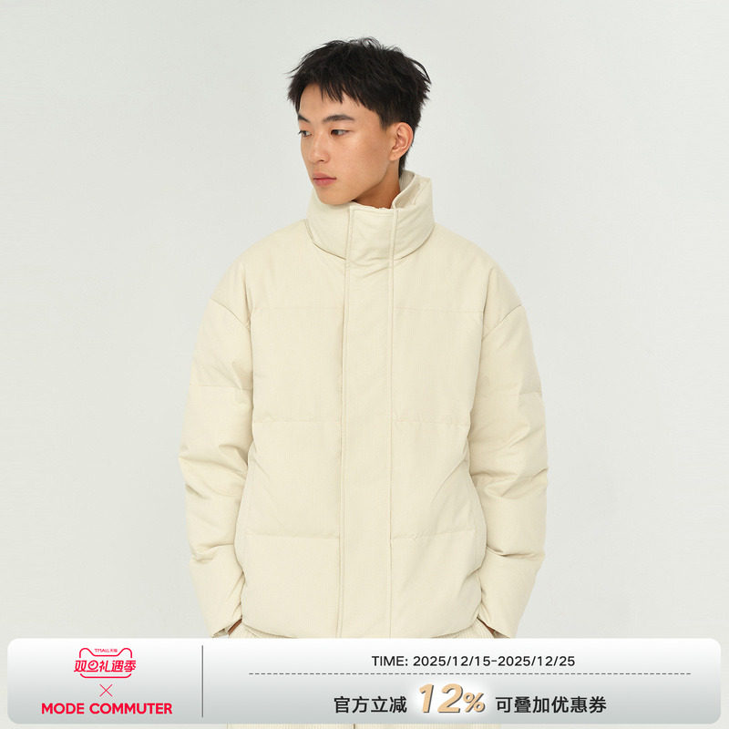 MODE COMMUTER| MC凹凸坑条混纺充绒立领加厚保暖设计感羽绒服