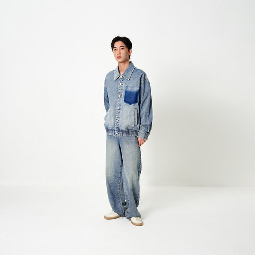 MODE COMMUTER| MC复古水洗牛仔翻领牛仔夹克套装