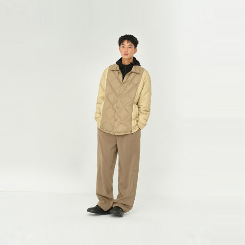 MODE COMMUTER | MC防水防晒功能梭织葫芦绗缝分割翻领短款羽绒服