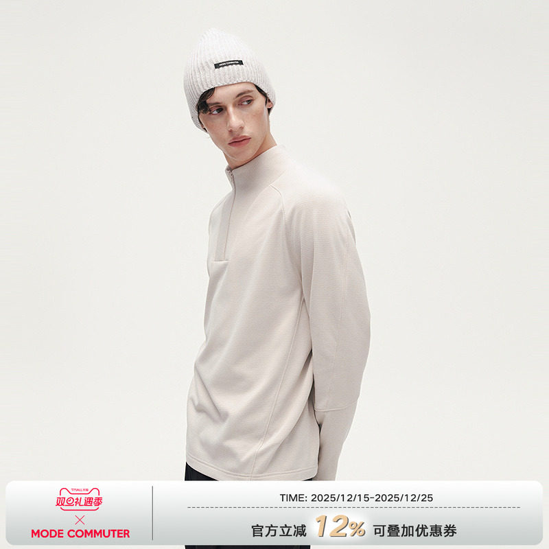 MODE COMMUTER| MC肌理小提花针织柔软舒适立领半开襟卫衣