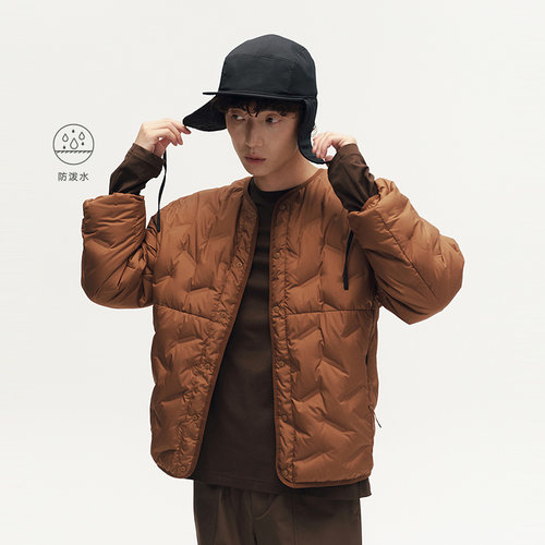 MODE COMMUTER | MC防泼水暗格纹梭织防泼水干爽无领短款羽绒服