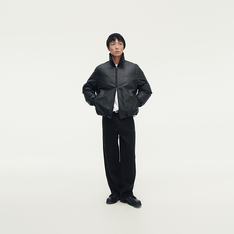 MODE COMMUTER | MC羊皮革细腻易打理保暖经典肌理立领短款皮羽绒