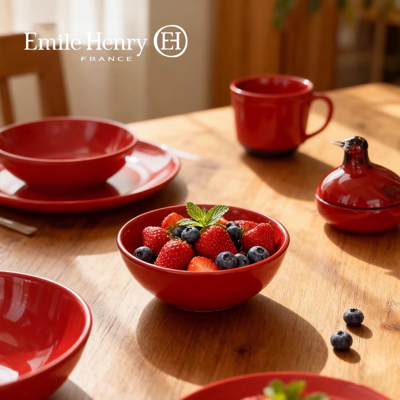 法国Emile Henry复古红陶瓷咖啡马克杯子耐高温烘焙餐具结婚礼物