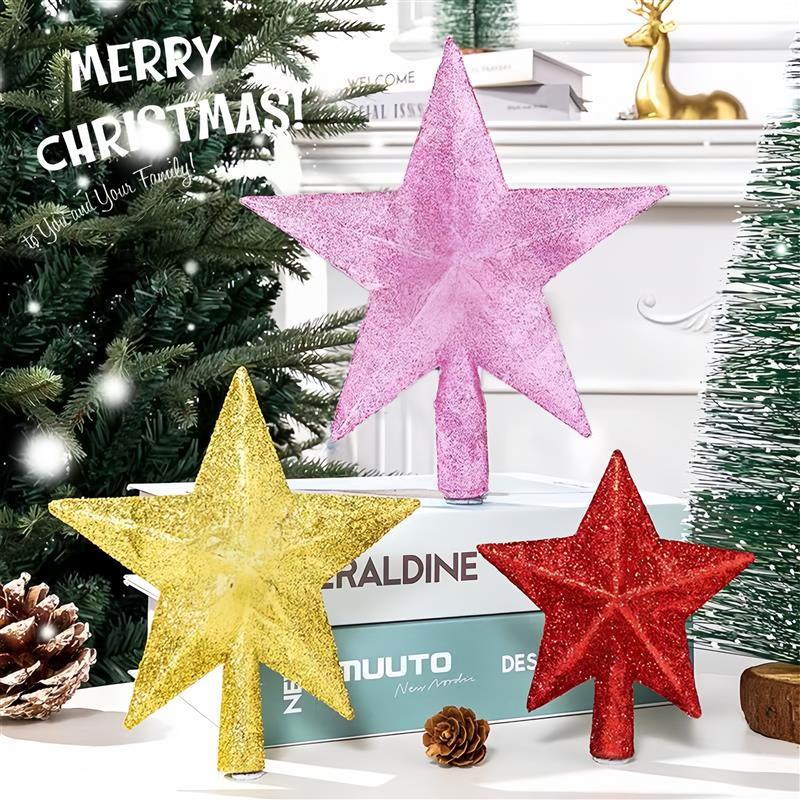 圣诞树顶星装饰品配饰星星顶部布置五角星立式道具christmas氛围
