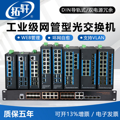 拓轩工业级管理型环网光纤交换机