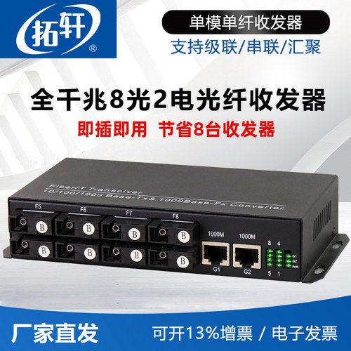 拓轩全千兆8光2电汇聚交换机