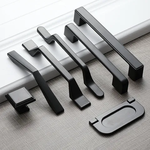 黑色直供家具橱柜锌合金五金配件美式把手拉手衣柜抽屉柜门