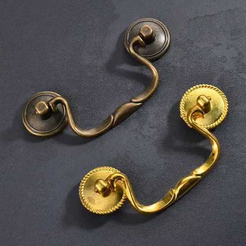 80mm橱柜青古铜孔距拉手柜门把手简约抽屉仿古衣柜门田园长条欧式