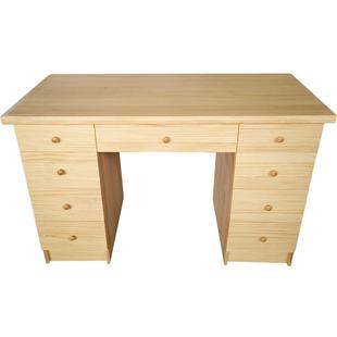松木电脑桌书桌原木学习桌家用实木写字台中式 办公桌带抽屉定制