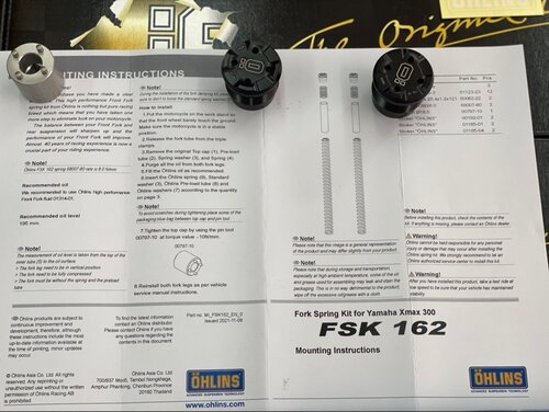 雅马哈xmax300改装欧林斯fsk162最新款前减震弹簧ohlins fsk162