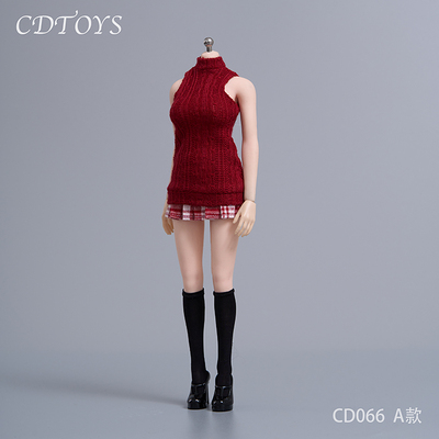 现货 cdtoys cd066 1/6女兵人学生针织背心jk裙套装 适合1/6素体
