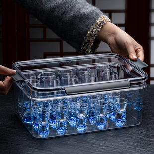 蓝山分酒器白酒杯防尘收纳盒家用杯子置物架小酒杯收纳神器杯架