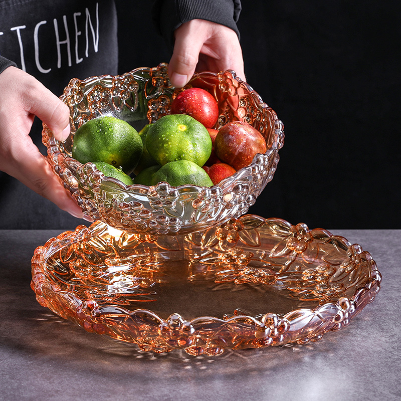 果盘欧式零食盘客厅水晶梅花糖果