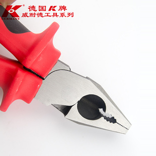 K牌进口品质省力钢丝钳防滑手柄老虎钳子克丝钳6寸8寸平口钳工具