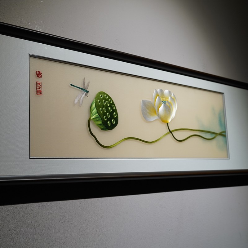 客厅沙发背景墙装饰画高端轻奢纯手工刺绣艺术家苏绣中式成品挂画图片