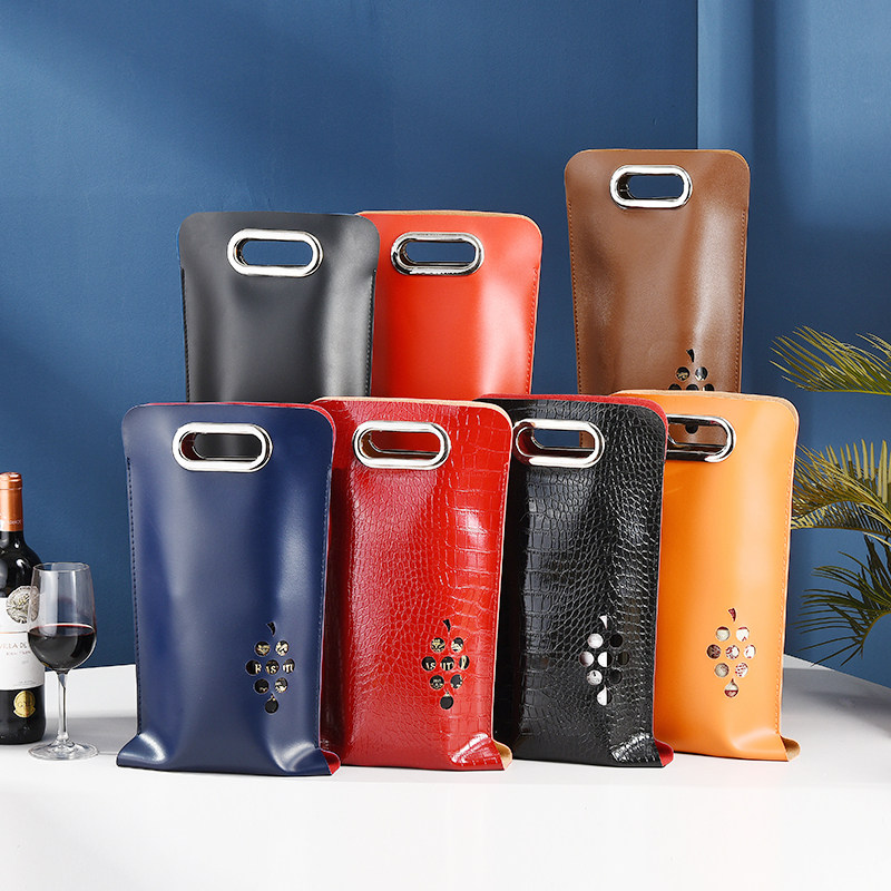 红酒袋高档手提袋双支红酒包装礼盒单只葡萄酒礼品袋皮袋子2定制