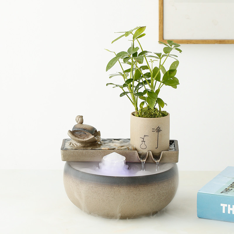 家居桌面陶瓷流水摆件鱼缸室内招财喷泉循环水车雾化加湿送礼品,家居饰品,装饰摆件,淘宝优惠券,粉丝福利购,淘宝优惠卷