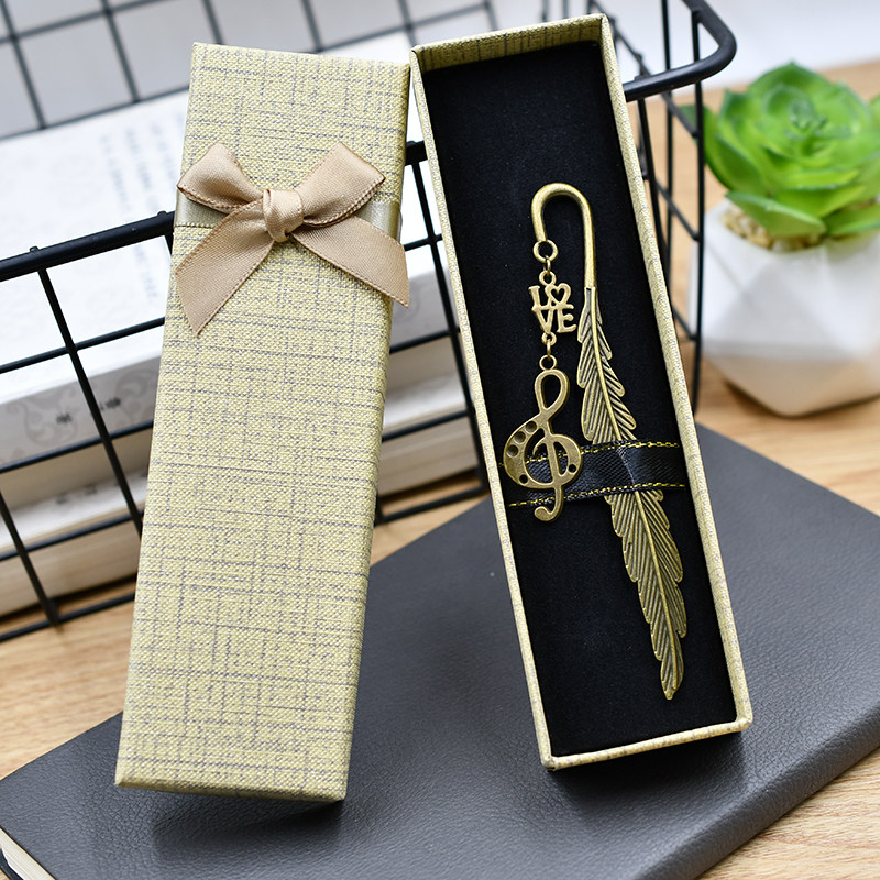 高音谱号羽毛书签复古金属精美十六分音符创意音乐文具学生纪念品