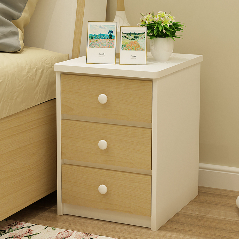 迷你简约卧室25/30/35/40cm 小户型现代白色超窄小床头柜整装三抽